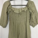 R Vivimos Womens Midi Dress Large 12/14 Sage Green Smocked Top Off Shoulder Photo 1