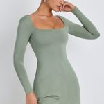 Oh Polly HOPE Modal Square Neck Long Sleeve Mini Dress in Sage Green Size 12 Photo 5