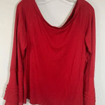 cupio Women's Top Scoop Neck Blouse Bell Long Sleeve Classic Red OS Photo 0