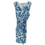 Croft & Barrow  Womens Floral Split‎ Neck Sleeveless Dress Blue Size Large NWT Photo 2