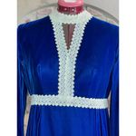 maxi dress velvet blue lace gothic formal Size 12 Photo 2