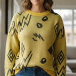 Vintage 80s/90s Yellow Lightning Bolt Graphic Sweater – Medium Photo 0