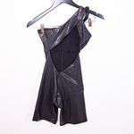 Solely Fit Metallic Croc Pattern Embossed One Shoulder Romper One Piece Black XS Photo 2