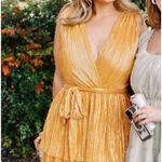 Sabina Musayev Alma Dress Mandarin Mini Size Medium Gold Metallic Photo 6