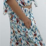 ZARA  | IKAT Colorful Metallic Gold Details Abstract Print Pants Size M Photo 1