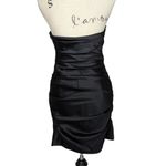 La Femme  Strapless Beaded Bodycon Satin Mini Dress Black Size 8 Photo 1