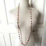 Carnelian and fresh water pearl long necklace Orange Photo 2