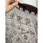 Vintage Echo Brown Square Scarf Womens One Size Bird and People Pattern Photo 4