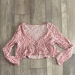 LA Hearts PacSun  Pink Flowy Button-Front Cropped Top Size Medium Photo 6