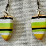 Sterling silver Yellow and green striped earrings Photo 0