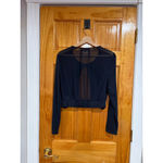 Lafayette 148 Sheer Panel Cropped Cardigan Silk Blend Blue Long Sleeve Size M Size M Photo 3