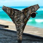 Hot Miami Styles Brown Snake Print Ruched Bust Scrunch Butt bikini NWT Photo 2