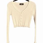 Cider Size Small  Solid Rib Knitted Lace Trim Ivory Cardigan Good Condition Photo 1