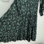 ZARA  green black dark floral tiered midi dress long sleeve size XS Photo 4