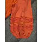 Chico's  Orange V Neck Blouse Embroidered Puff Sleeve Shirt Size 2 - Large Photo 1