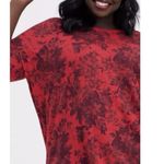 Torrid Red Black Floral Relaxed Feather Soft Slub Crew Neck Drop Shoulder Tee 5X Photo 1