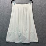 Westport Linen Blend Midi Ruffle Skirt White Elastic Waist Size M Hi Low Photo 4