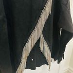 Women With Control Western Embelllished Fringe Black Denim Jacket Size 2x Photo 1