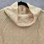 Pink Knit Gold Metallic Long Sleeve Pullover Cardigan Sweater Medium Photo 2