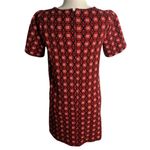 Loft Ann Taylor Quilted Mini Sheath Dress S Black Red Short Sleeves Zipper Photo 3