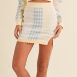 Plaid Pastel cardigan & skirt set. M/L Blue Size M Photo 0