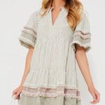 Tuckernuck Crawford Dress Cotswold Stripe Sage Fringe Green Size M Photo 0