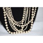 Rare Vintage 7 Strand Gold Tone Faux Pearl Statement Slide Clasp Boho Necklace Photo 1