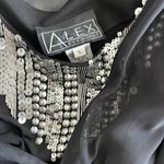 Alex Evenings  Black Sheer Blouse with Silver Accents Photo 5