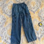 Free People  All Star Pull On Jeans Utility Cargo Low Slung Baggy Denim Dark szxs Photo 7