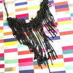 Gunmetal Statement Bib Necklace with Lavender & Crystal Accents Black Photo 4