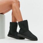 UGG Classic Short II Black Suede Shearling Boots Size 7 Photo 2