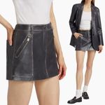 MICHAEL Michael Kors Burnished Charcoal Leather Utility Mini Skirt Gray Size 00 Photo 4