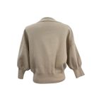 ZARA  Rose Button Cardigan Puff Sleeve Cropped Beige Tan Silver Size Medium Photo 7