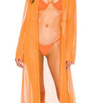Camila Coelho Nikki Orange Sheer Coverup Robe M Photo 0