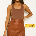Free People π©·π©· Tan Honey Leather A-Line Skirt vegan size 10ππ Photo 0