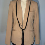 Forever 21  tan black trim tuxedo suit jacket blazer woman’s medium Photo 0