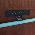 Love Tree Size Medium M Brown White Trim Cropped Sweater y2k Style Big Buttons Photo 3