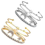 Boutique Silver Bangle Bracelet Set Crystal Star Moon Heart Charm Stackable Jewelry Photo 12