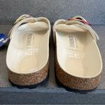 Birkenstock  Madrid Iridescent Big
Buckle Nubuck Leather Slide Sandal, Ecru,37EU Photo 11