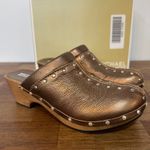 Michael Kors  Womens Clogs 6.5 Wooden Heel Stud Slip On Copper Bronze NEW Mule Photo 1