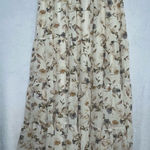 Hayden Floral Midi Skirt - Cream and Brown Boho Small Photo 0