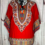Vintage 70's Caftan Angel Sleeve Boho Hippie Top Red Size M Photo 0