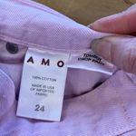 AMO Womens Button Fly 100% Cotton Tomboy Crop Pants‎ Purple Size 24 Pink Photo 5