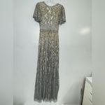 Mac Duggal 5538 Embellished V-Neck Butterfly Sleeve Column Platinum Gown, Size 4 Photo 3