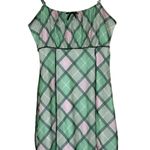 Rue 21 Mini Dress Womens M Green Pink Plaid Mesh Bow Sheer Lined Coquette Y2K Photo 0