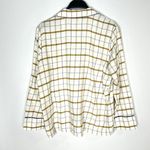 Jenni Kayne  Sz XS Flannel Pajama Top Button Front Plaid Ivory Photo 2