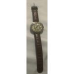 Collezio Quartz Watch White‎ Pearlized Dial Silver Tone Case Brown Leather Band Photo 6