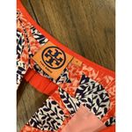 Tory Burch Janetta Ruffle pleated Midi Dress Silk Red Rust Orange floral size 4 Photo 8