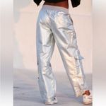 NEW Free People FP Movement Mesmerize Me Shine Pants Size SMALL Silver Photo 1