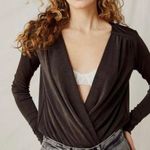 Free People Long Sleeve Front Wrap Plunging Neck Bodysuit Photo 0